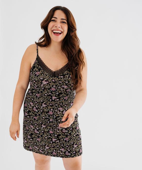 Nuisette femme grande taille à bretelles et col V dentelle vue2 - GEMO 4G FEMME - GEMO