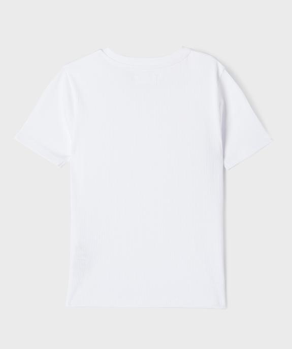 Tee-shirt manches courtes en maille côtelée fille vue3 - GEMO 4G FILLE - GEMO