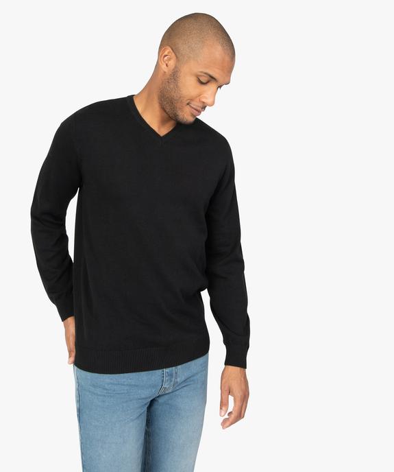 Pull homme en coton avec col V vue2 - GEMO (HOMME) - GEMO