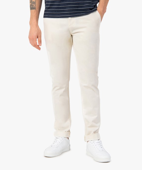 Pantalon chino en coton stretch coupe Slim homme vue1 - GEMO 4G HOMME - GEMO