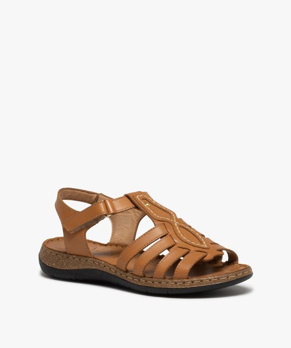 Sandales femme confort à brides multiples en cuir vue2 - GEMO (CONFORT) - GEMO