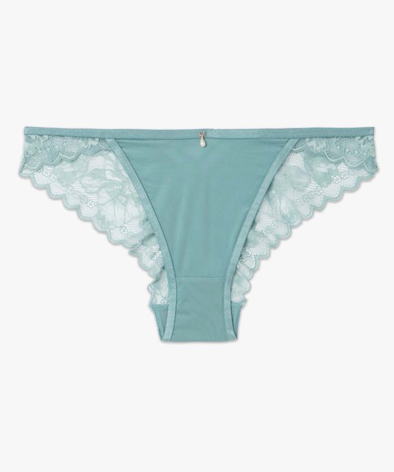 Culotte femme en microfibre et dentelle transparente vue4 - GEMO(HOMWR FEM) - GEMO