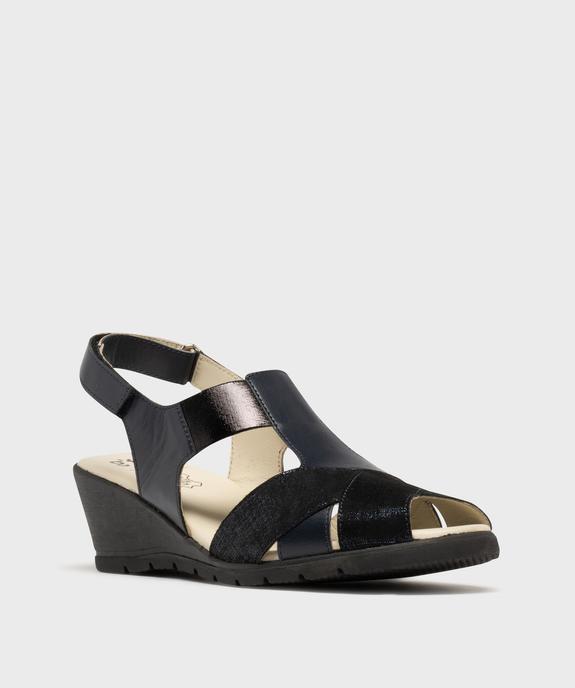 Sandales confort dessus cuir fermeture scratch femme vue2 - G'FLEX - GEMO