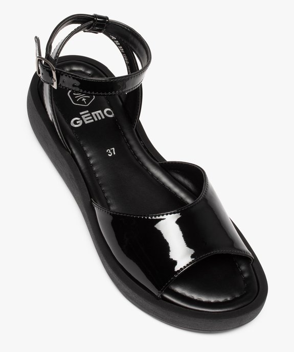 Sandales femme à talon plat unies et vernies vue5 - GEMO (CASUAL) - GEMO