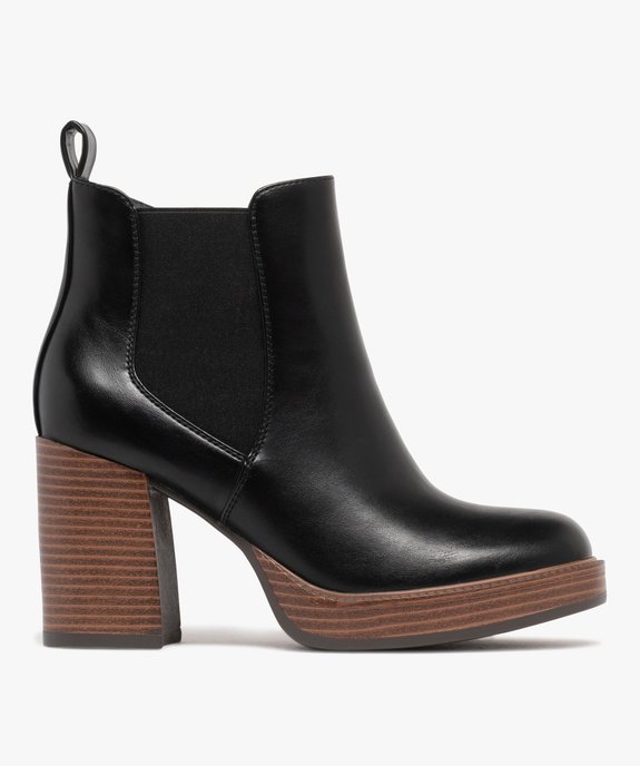 Boots femme à talon flare et semelle plateforme avec bout carré vue2 - FOLLOW ME - GEMO