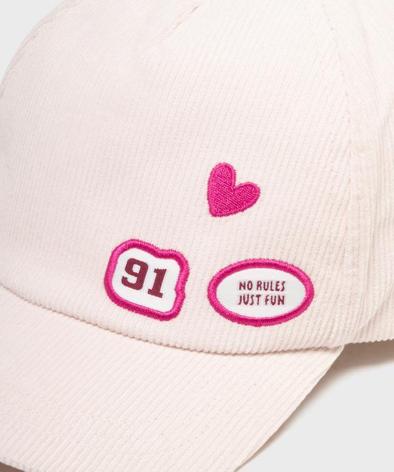Casquette en coton côtelé fille avec motifs brodés vue2 - GEMO (ACCESS) - GEMO