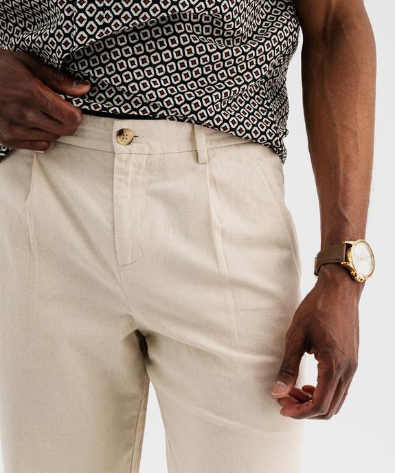 Pantalon à pinces en coton et lin homme vue5 - GEMO (HOMME) - GEMO