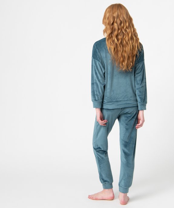 Pyjama femme en velours extensible vue3 - GEMO(HOMWR FEM) - GEMO