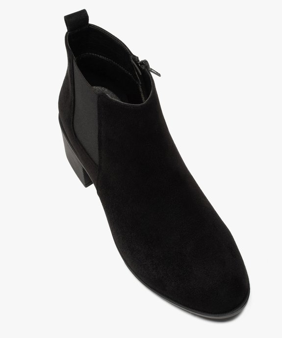 Boots femme à talon carré en suédine unie vue5 - GEMO(URBAIN) - GEMO