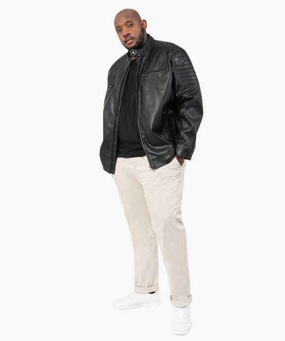 Blouson homme grande taille look biker avec surpiqûres aux épaules vue5 - GEMO (G TAILLE) - GEMO