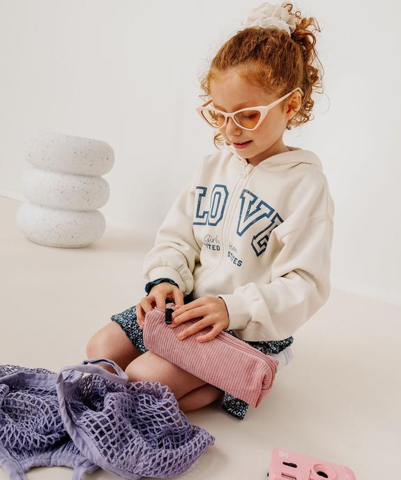 Sweat zippé à capuche avec inscription fille vue1 - GEMO 4G FILLE - GEMO