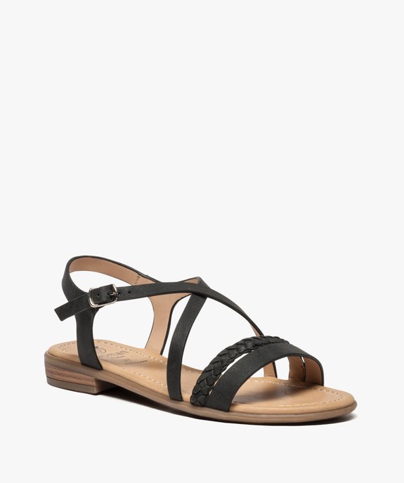Sandales femme à talon plat et brides croisées vue2 - GEMO (CASUAL) - GEMO