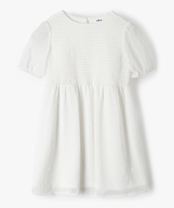 Robe fille courte à smocks et voile plumetis vue1 - GEMO (ENFANT) - GEMO