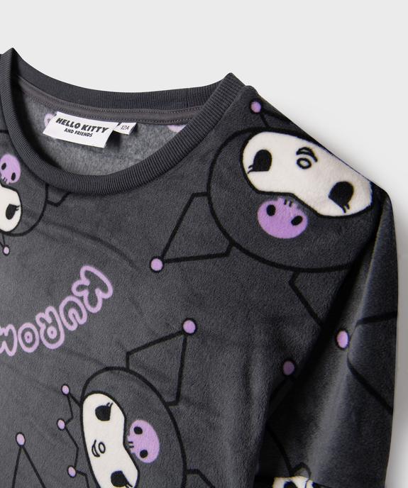 Pyjama en velours duveteux imprimé Kuromi fille - Hello Kitty vue3 - HELLO KITTY - GEMO