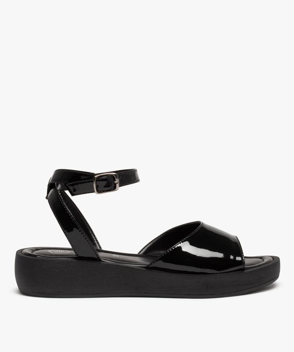 Sandales femme à talon plat unies et vernies vue1 - GEMO (CASUAL) - GEMO