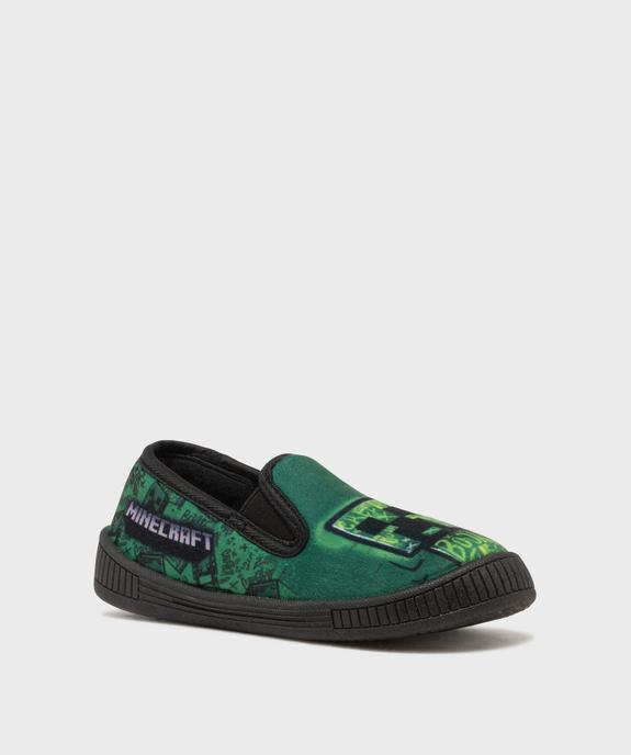 Chaussons en velours forme pantoufles imprimés garçon - Minecraft vue2 - MINECRAFT - GEMO