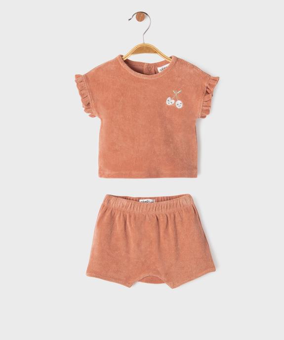 Pyjashort 2 pièces en textile éponge bébé fille vue1 - GEMO(BB COUCHE) - GEMO