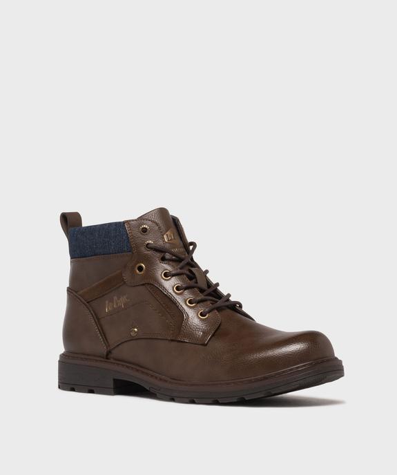 Boots à lacets et zip avec col moelleux en jean  homme - Lee Cooper vue2 - LEE COOPER - GEMO
