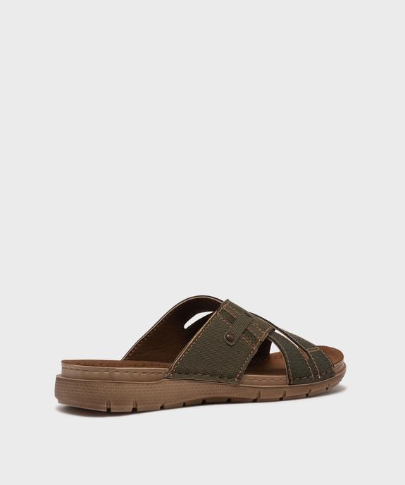 Mules semelle intérieure cuir et larges brides croisées homme - G'Flex vue4 - G'FLEX - GEMO