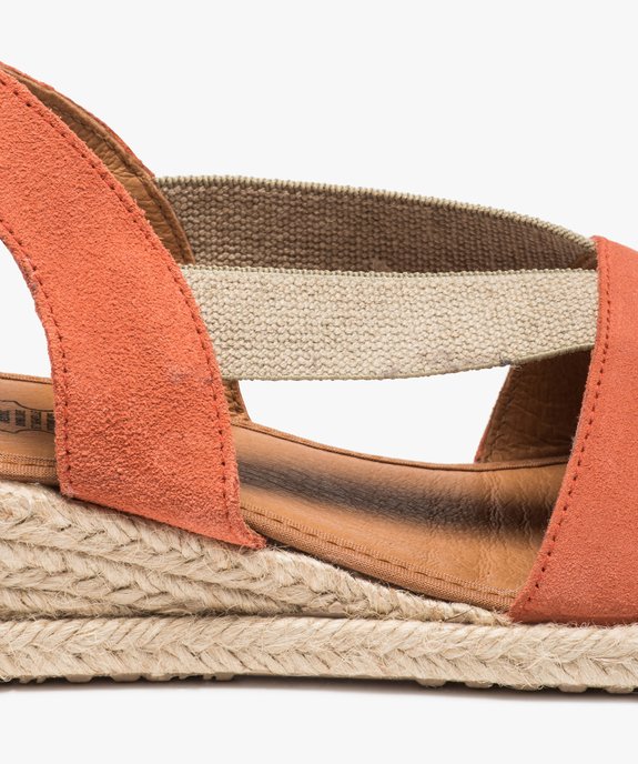 Sandales femme à talon compensé et dessus cuir vue6 - GEMO (CASUAL) - GEMO