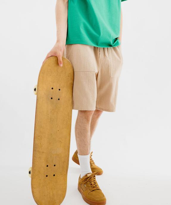 Bermuda en coton avec larges poches homme vue1 - GEMO (HOMME) - GEMO