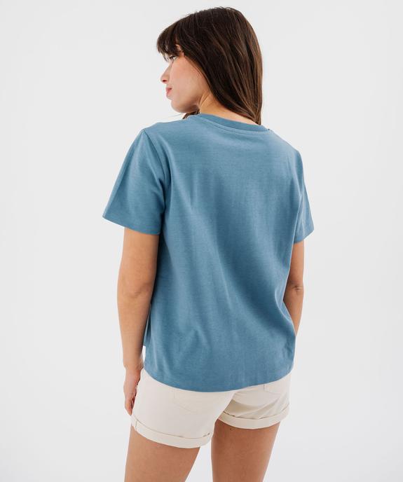 Tee-shirt manches courtes et col rond uni en coton résistant femme vue5 - GEMO(FEMME PAP) - GEMO