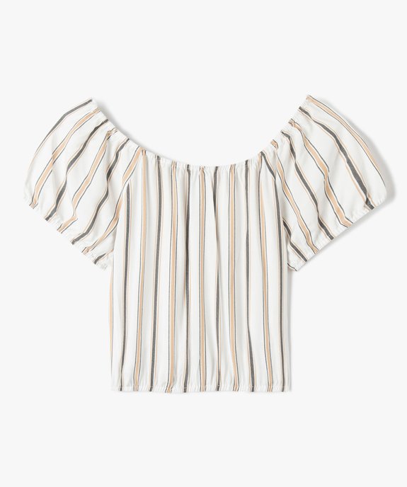 Chemise fille à col Bardot et manches courtes vue1 - GEMO (JUNIOR) - GEMO