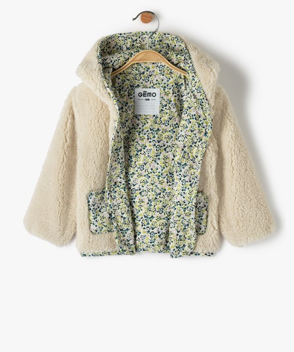 Veste bébé fille en sherpa avec doublure à motifs fleuris vue2 - GEMO 4G BEBE - GEMO