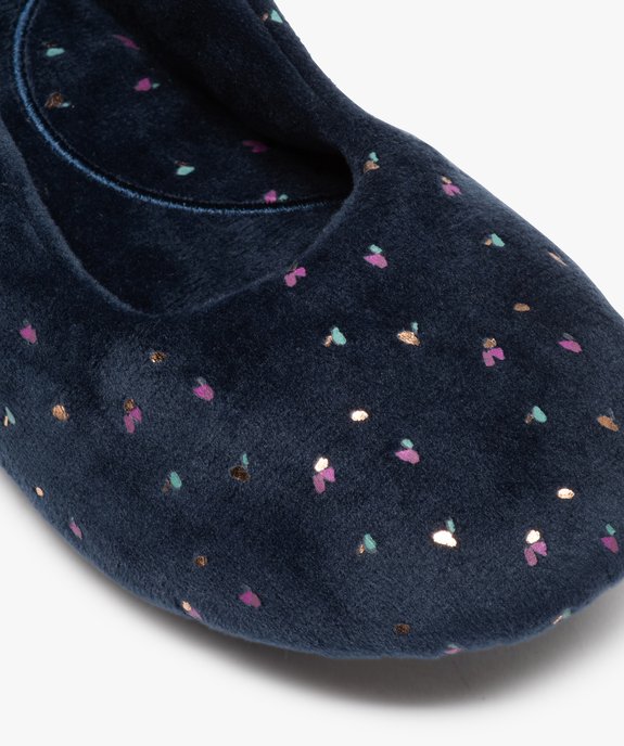 Chaussons femme ballerines en velours imprimé – Dim vue6 - DIM - GEMO