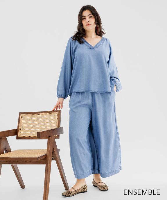 Ensemble blouse et pantalon en Lyocell pour femme grande taille - GEMO