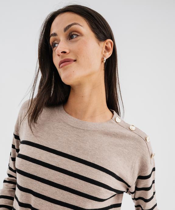 Pull en maille fine avec boutons sur l’épaule femme vue2 - GEMO 4G FEMME - GEMO