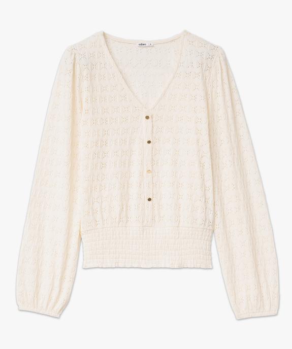 Tee-shirt à manches longues en maille ajourée femme vue4 - GEMO(FEMME PAP) - GEMO