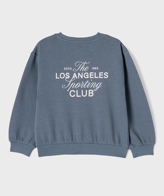 Sweat molletonné avec inscriptions fille vue6 - GEMO 4G FILLE - GEMO