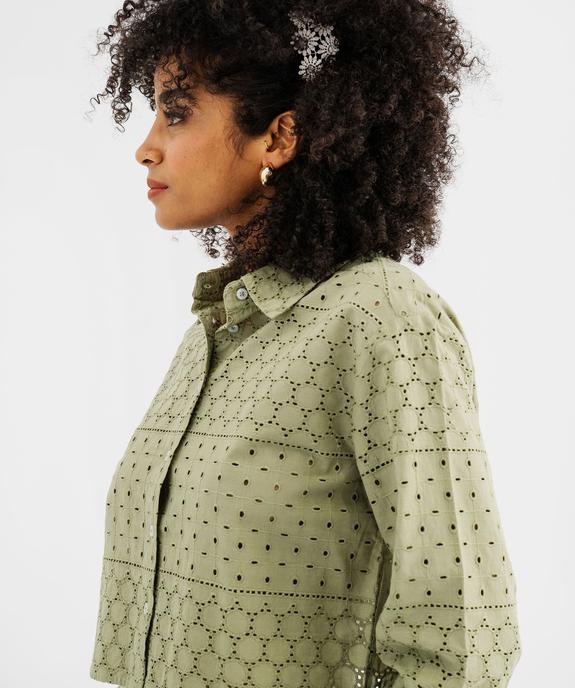 Chemise manches longues coupe courte en broderie anglaise femme vue1 - GEMO(FEMME PAP) - GEMO