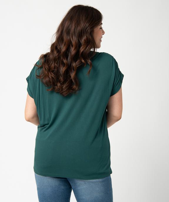 Tee-shirt femme grande taille à col V et boutons fantaisie vue3 - GEMO (G TAILLE) - GEMO
