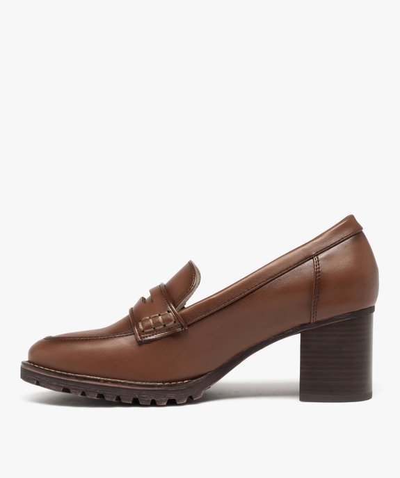 Mocassins femme unis à talon carré et semelle crantée vue3 - VALENTINA BALDA - GEMO