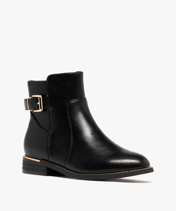Bottines femme à zip avec semelle à liseré doré bout amande vue8 - GEMO (CASUAL) - GEMO