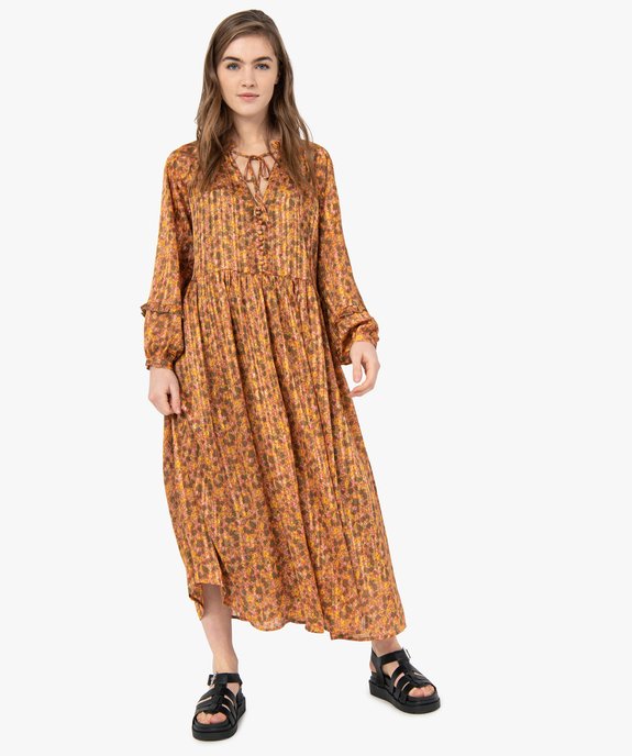 Robe femme imprimée avec fines rayures pailletées vue1 - GEMO(FEMME PAP) - GEMO