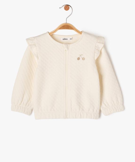 Sweat zippé avec volants sur les épaules bébé fille vue2 - GEMO(BEBE DEBT) - GEMO