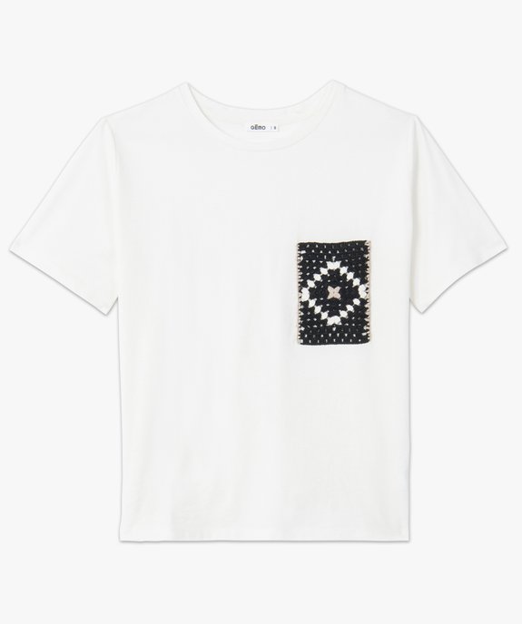Tee-shirt femme à manches courtes avec poche poitrine brodée vue4 - GEMO(FEMME PAP) - GEMO