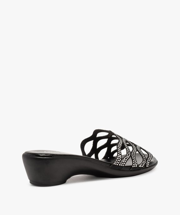 Mules femme dessus ajouré à strass et talon compensé vue4 - GEMO(URBAIN) - GEMO