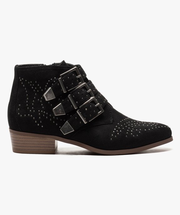 Boots en velours avec clous et boucles métalliques vue1 - GEMO (CASUAL) - GEMO