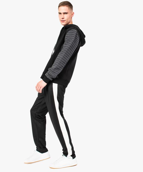 Sweat à capuche bicolore à manches texturées vue5 - GEMO (HOMME) - GEMO