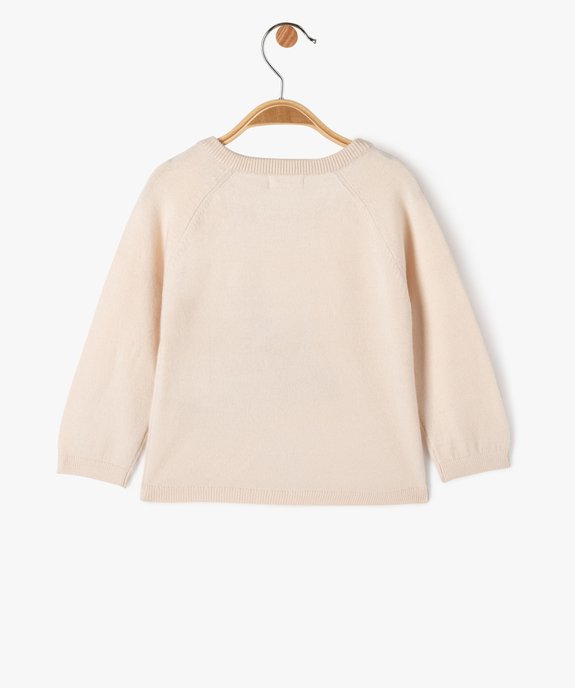 Pull en maille fine à motif brodé et peluche bébé fille vue3 - GEMO(BEBE DEBT) - GEMO