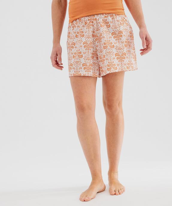 Short de pyjama en voile de coton imprimé femme vue1 - GEMO 4G FEMME - GEMO
