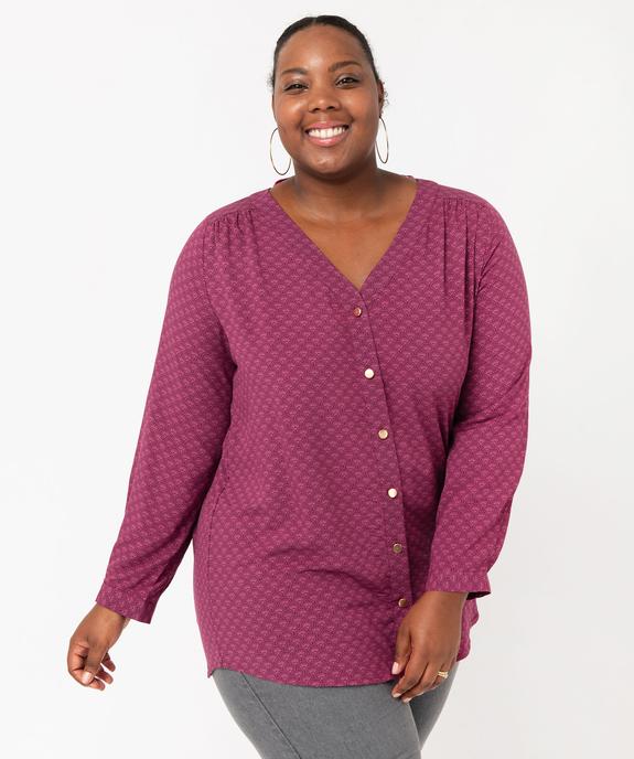 Chemise à manches longues imprimée femme grande taille vue1 - GEMO 4G GT - GEMO