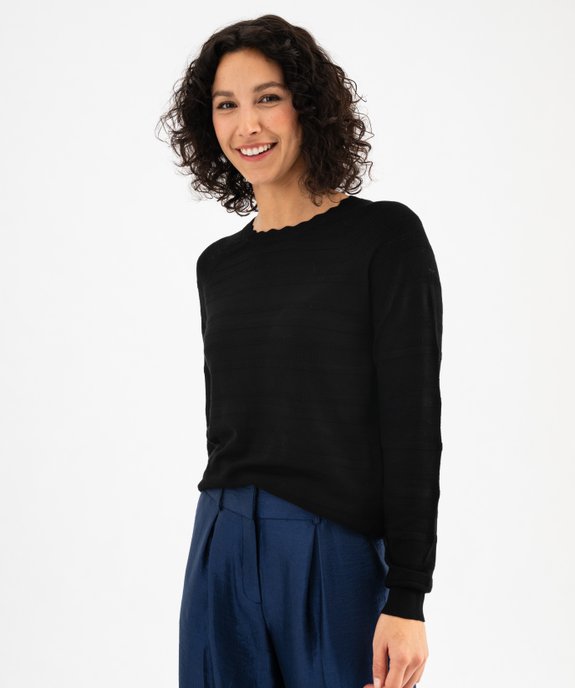 Pull col rond en maille fine femme  vue1 - GEMO 4G FEMME - GEMO