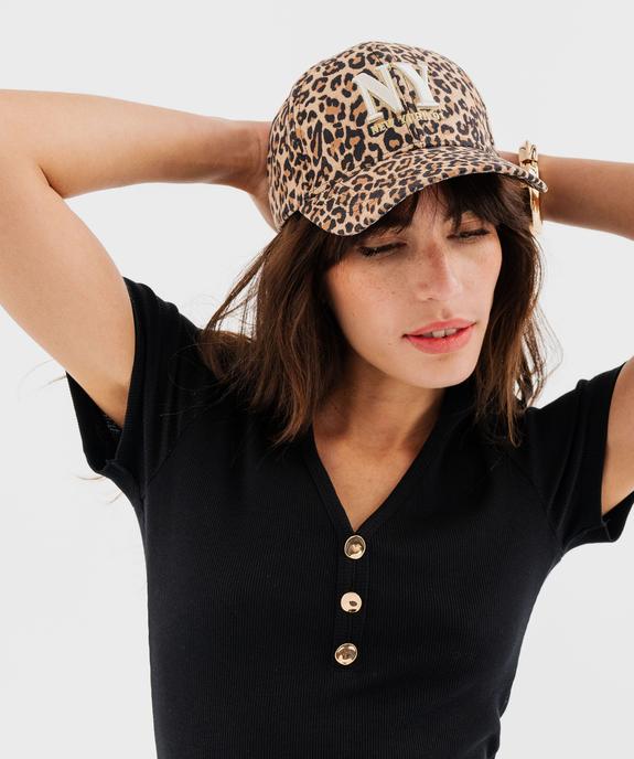 Casquette à motif léopard avec broderie New York femme vue3 - GEMO (ACCESS) - GEMO