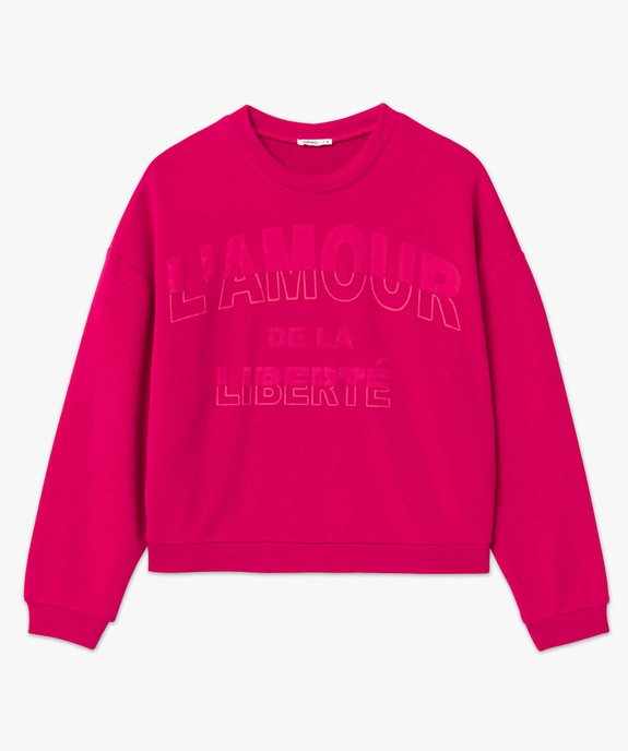 Sweat femme ample et court avec message vue4 - GEMO(FEMME PAP) - GEMO