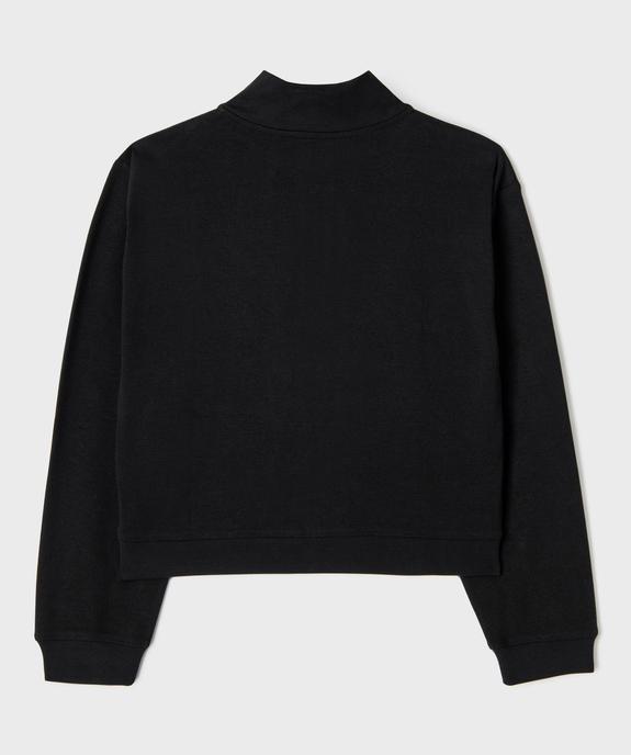 Sweat à col camionneur zippé coupe loose en maille extensible fille vue4 - GEMO 4G FILLE - GEMO